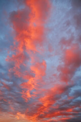 Dramatic Sunset Sky with Colorful Clouds Background
