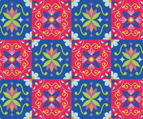 Geometric Flower Design Seamless Vector Backdrop with Trendy Colors and Artistic Nature Elements