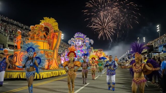 Carnival Parade with Fireworks and Dancers.