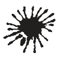 Black ink splash splatter liquid blob isolated on white background, fluid stain drop. isolated on white background, Vector, illustration