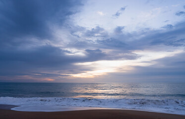 Sunset Sky Background,Sunrise with Yellow and Blue Sky,Nature Landscape Dramtic Golden Hour with twilight Sky in Evening after Sun Dawn,Horizon Banner Sunlight for Four Seasons concept