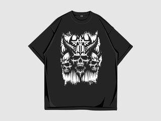 Gothic Black and white T-Shirt Design Vector Art