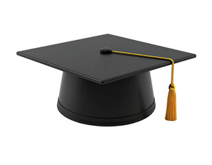 Graduation cap square, black, gold tassel, academic achievement