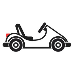 Simple outline of a go-kart, isolated on white, with seat, steering wheel, and wheel. 76 isolated on white background, Vector, illustration