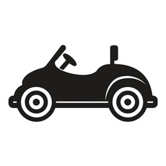 Silhouette of a toy car with steering wheel and wheels, isolated on white isolated on white background, Vector, illustration