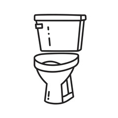 Simple outline illustration of a toilet, a bathroom fixture, isolated on white. isolated on white background, Vector, illustration
