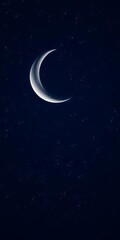 Naklejka premium Vast dark blue night sky filled with stars and a gentle crescent moon, perfect for Ramadan and Eid greetings, Deep Blue, Adha