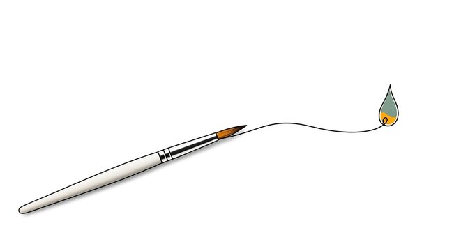 Creative brushstroke flowing to a paint drop, a simple illustration of artistic expression perfect for blogs or art-related content, clean and minimal style