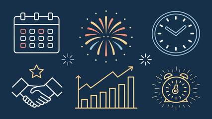 Celebrate business achievement, closing deals, tracking progress and planning goals in this modern vector design