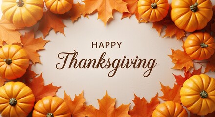 Happy Thanksgiving Black Background with Autumn Leaves