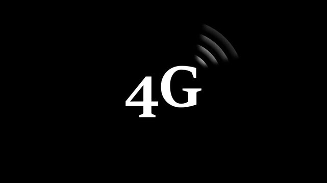 4G text with wireless signal waves animation. 4G network text animated by radio waves. 4G network concept. Suitable for technology, internet speed, mobile communication.
