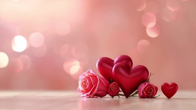 pink and red roses and heartshaped objects on a wooden surface with a bokeh backgroundpink rose closeup with water dropletsrose.