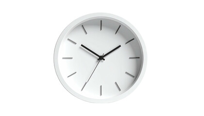 Minimalist, white wall clock showing the time