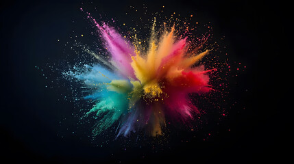 Dynamic Vibrant Color Powder Explosion in Abstract Motion