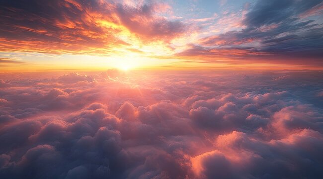 Epic sunset over clouds