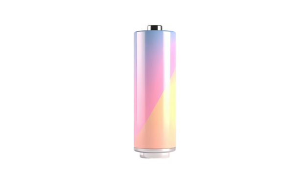 Battery with Pastel Gradient Colors on White Background