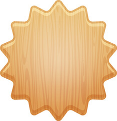 A wooden plaque with a sunburst design