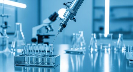 Close-up of laboratory equipment for scientific research and analysis.