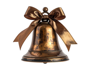 Bronze bell adorned with ribbon