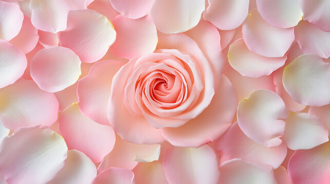 A close-up view of delicate pink rose petals surrounding a beautiful rose bloom - Powered by Adobe