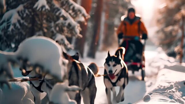 A closeup of a husky dog in motion, captured in a dynamic pose with its mouth open, tongue out, and eyes focused forward. The dogs fur is a mix of white and black.
