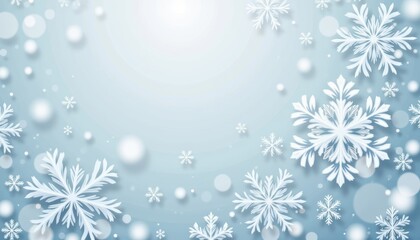 Naklejka premium Delicate snowflakes adorning tranquil blue winter setting image displays intricate snow patterns on calm blue surface perfect for winter and cold themes