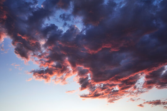 Colorful clouds on blue sky at sunset