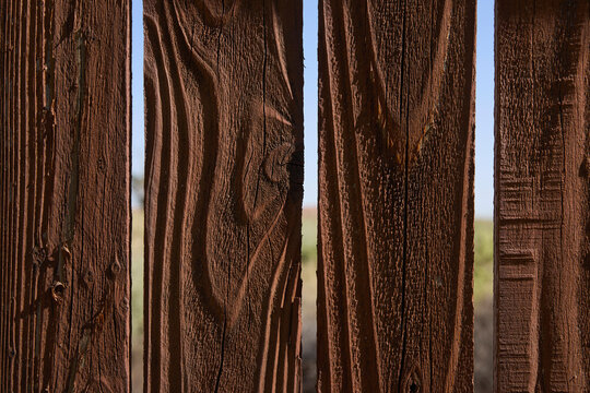 Close-up of wooden backyard fence