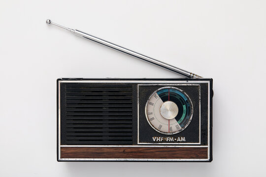 Vintage radio on white background