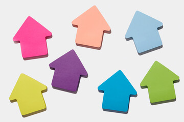 Colorful arrow shaped post it notes