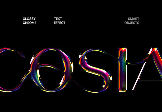 Glossy Chrome Text Effect Mockup