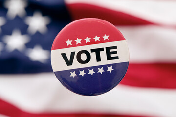Vote Badge against American flag