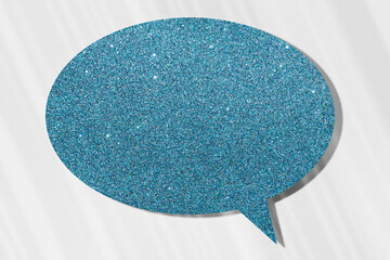 Blue sparkle thought bubble on white background