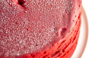 sponge. Close-up of a rich red velvet cake with vibrant color and soft lighting on a white background. symbolizing life milestones and joyful moments.