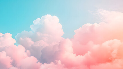 Soft and Fluffy Clouds in a Clear Blue Sky with Pastel Colors