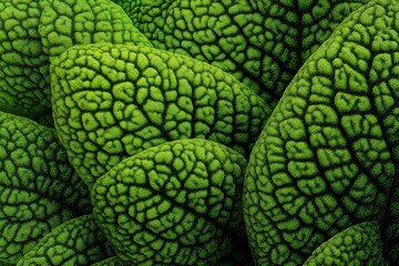 Abstract patterns on green leaves with high-definition textures and sunlit scales, emphasizing natural beauty and organic forms, suitable for educational or creative projects.