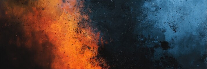 Abstract image with contrasting colors. Orange/red on left blending with dark blue on right