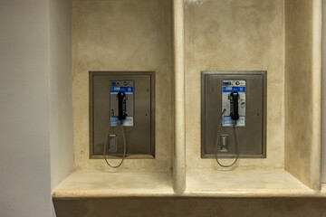 Two public pay telephones