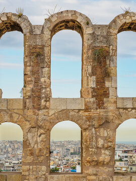 Suburbs seen through arches in Odeon of Herodes Atticus