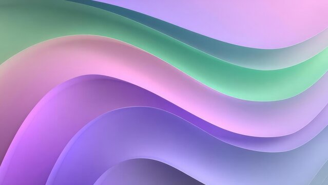 Abstract pastel gradient with flowing curved ribbons in pink, purple, blue and green. Concept Pastel gradient art, Flowing curved ribbons, Pink purple blue green palette, Abstract color gradients