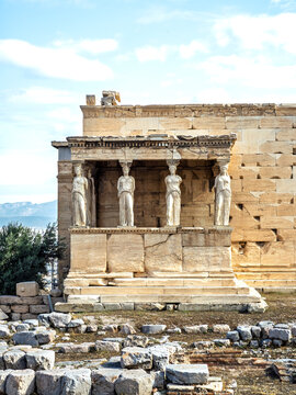 Erchtheion temple on Acropolis Hill showing Porch of Caryatids