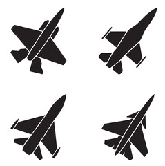 Fighter jet icon vector set. Air Force sign collection