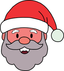 Festive Santa Claus Illustration with Cheerful Expression and Classic Red Hat Ready for Holiday Celebrations and a Warm Christmas Season Greetings Perfect for Cards and Decorations