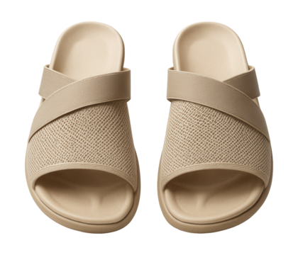 Mesh slip-on sandals featuring an elastic band and supportive contoured footbed.