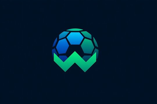Soccer football logo with letter w gradient