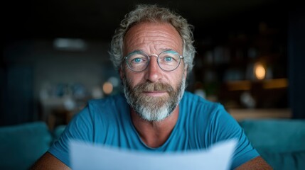 A mature man focused on reading a document, showcasing a thoughtful expression and an engaged demeanor that highlights the importance of knowledge and contemplation.