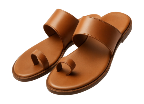 Soft leather toe-loop sandals with a flat sole.