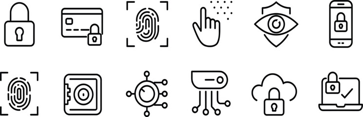 Set of Nine Business and Corporate Line Icons, Marketing Strategy E-commerce Finance Law Security Symbols, Monochrome Vector Graphic Collection