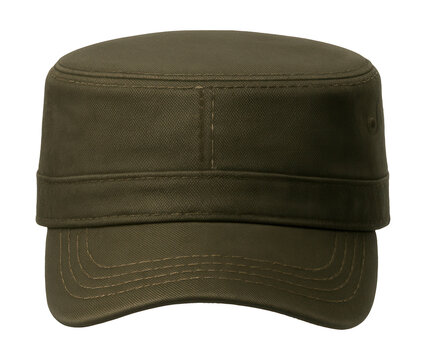 Flat-top cadet cap with adjustable back strap for a military-inspired look.
