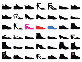 Obraz premium Shoe set, silhouette Vector design illustration
